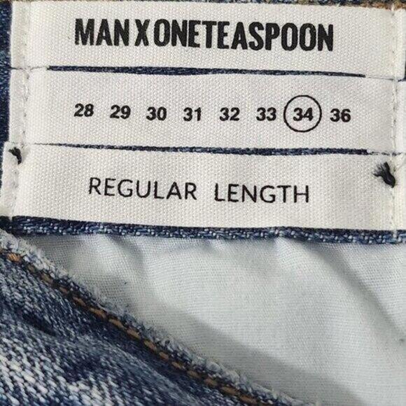 2/$50 Man X OneTeaspoon Blue Suede Mr Browns Jeans Size 34R | Distressed - Picture 3 of 7